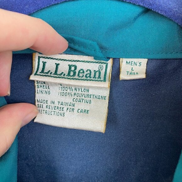 L.L. Bean Vintage Full Zip Windbreaker Navy Teal Men's Large Tall - Picture 4 of 7